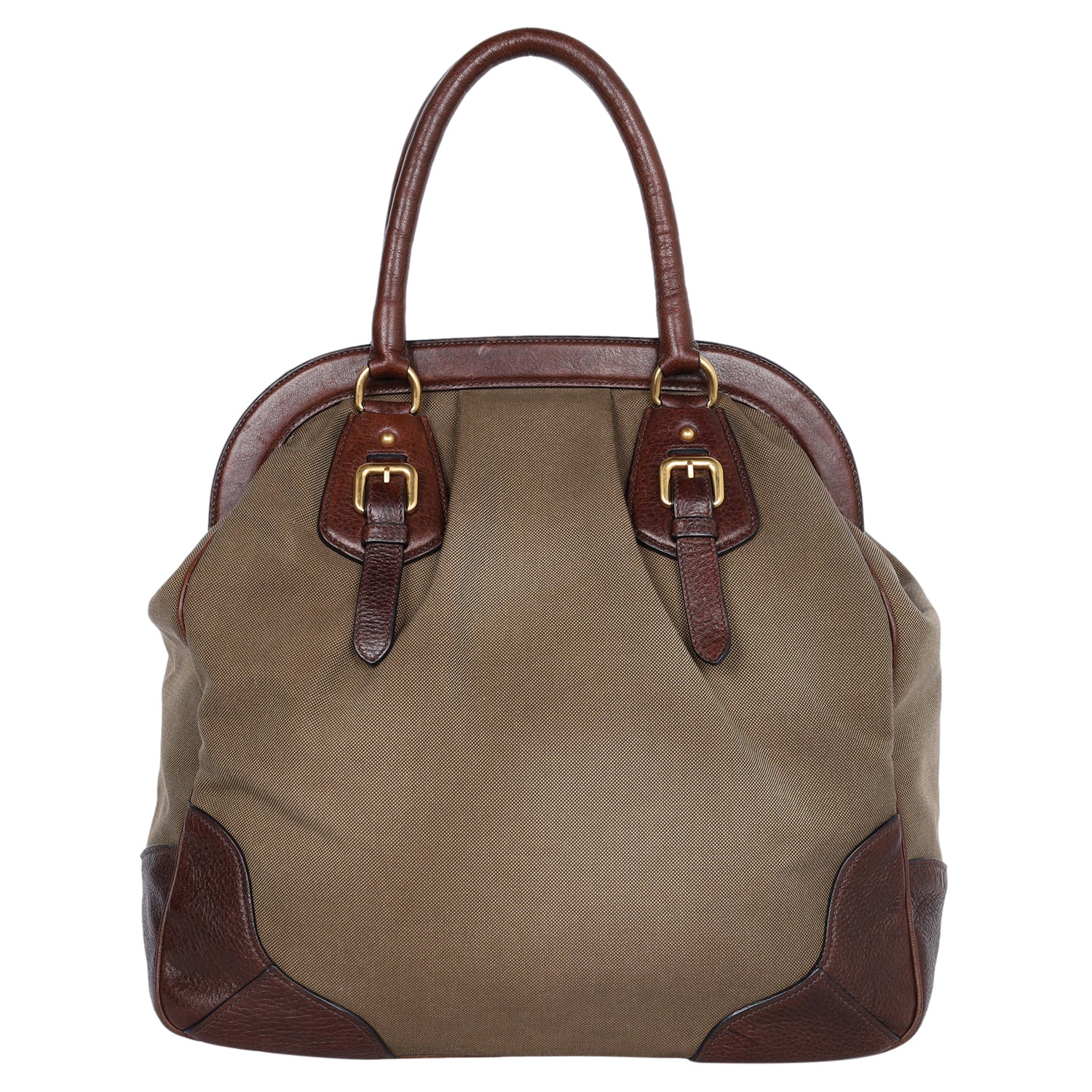 Prada Vintage - Canvas Shoulder Bag - Brown Beige - Leather
