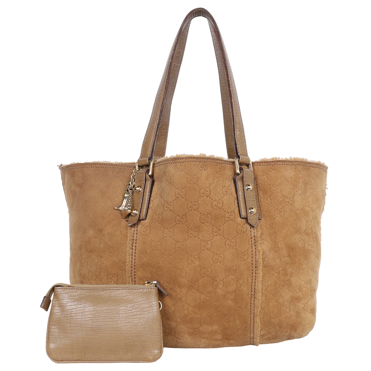 Boston Medium Shoulder Bag - Khaki Suede