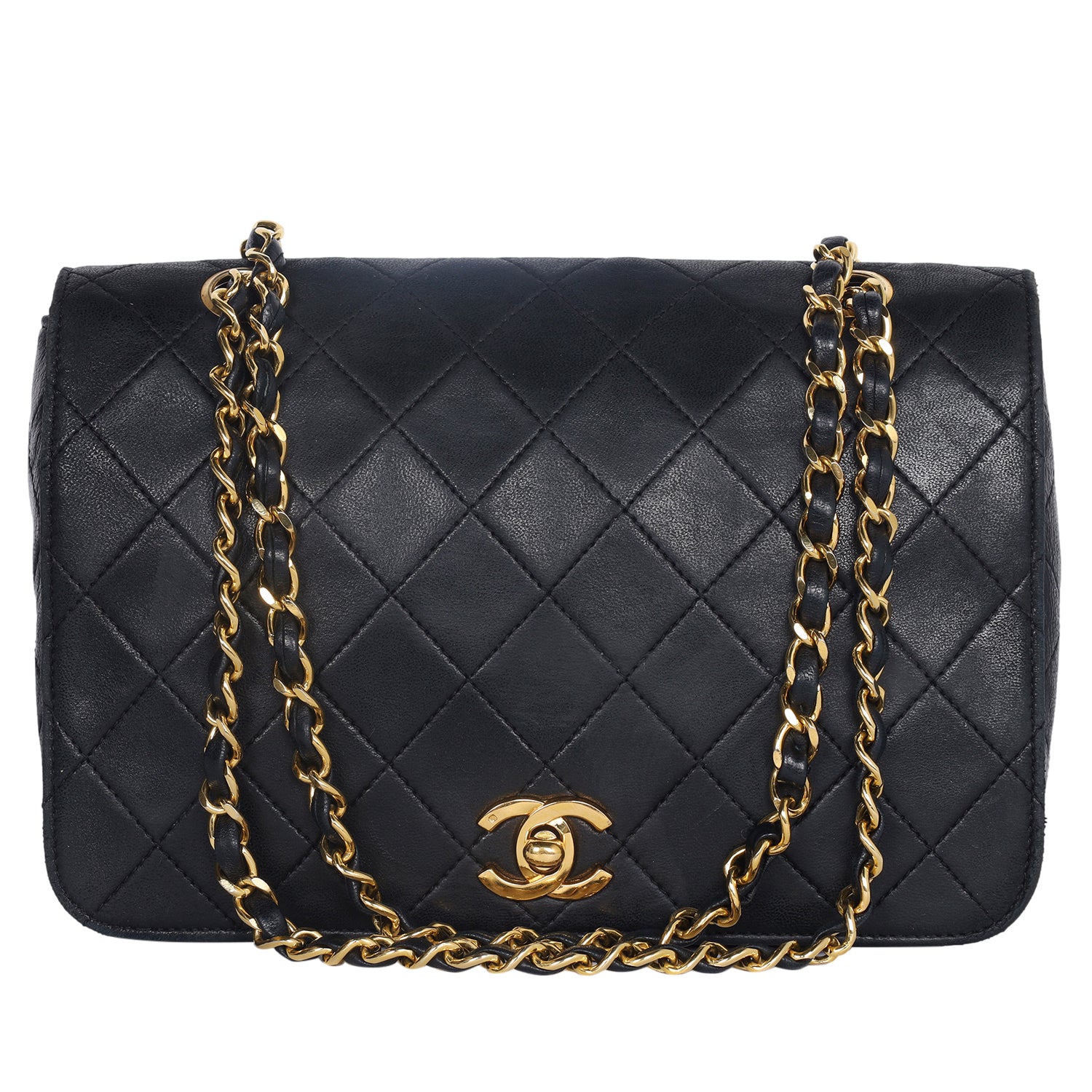 Chanel Vintage Chanel 7 Flap Black Quilted Leather Mini Handbag