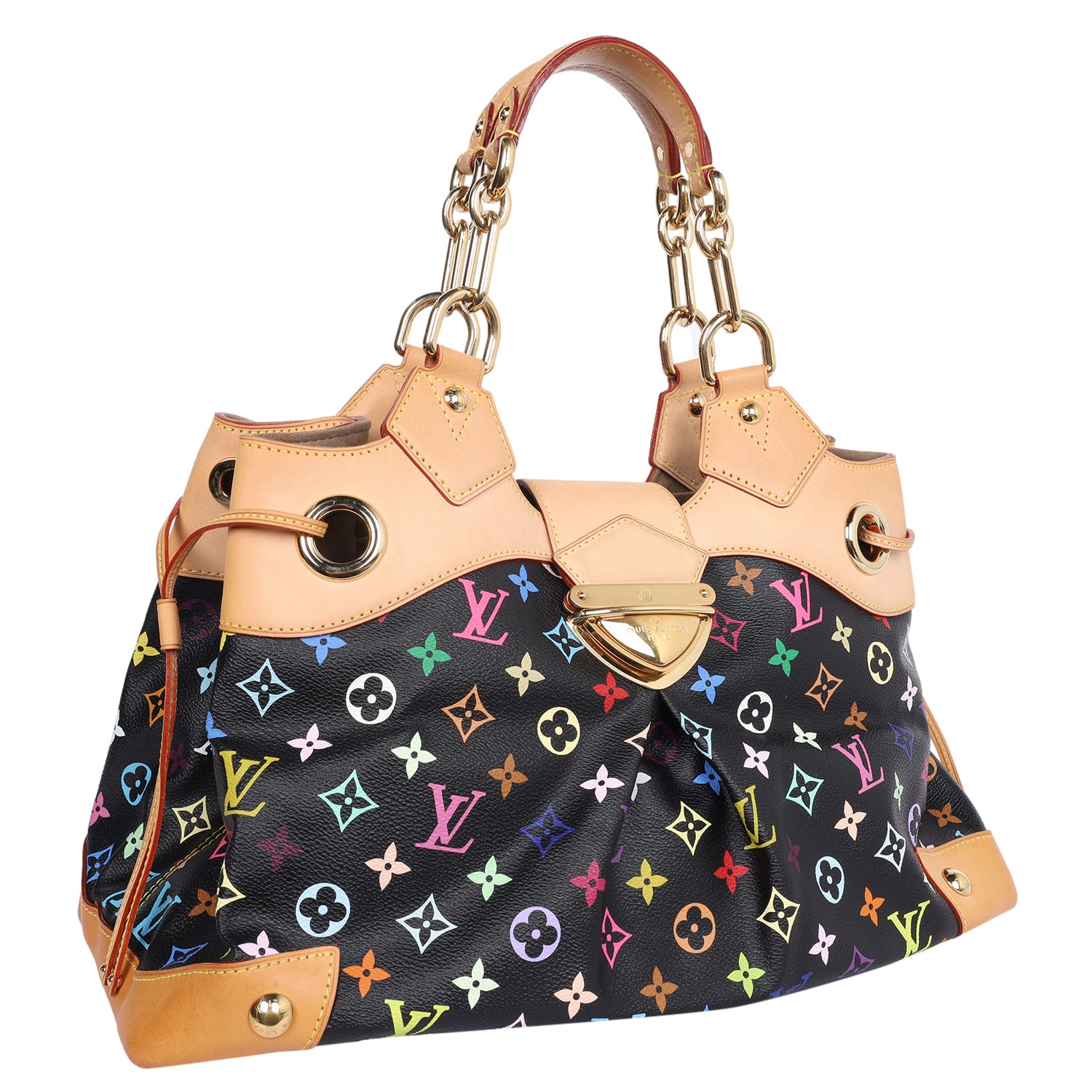 Authentic Louis Vuitton Alma Bag Black Multicolor Handbag Limited