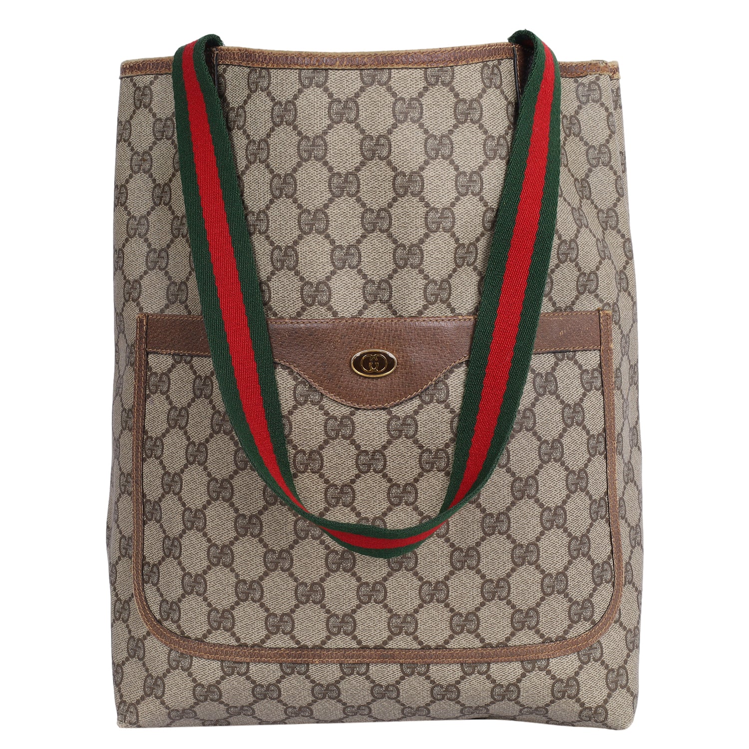Gucci Vintage GG Supreme Monogram Hobo Bag Brown