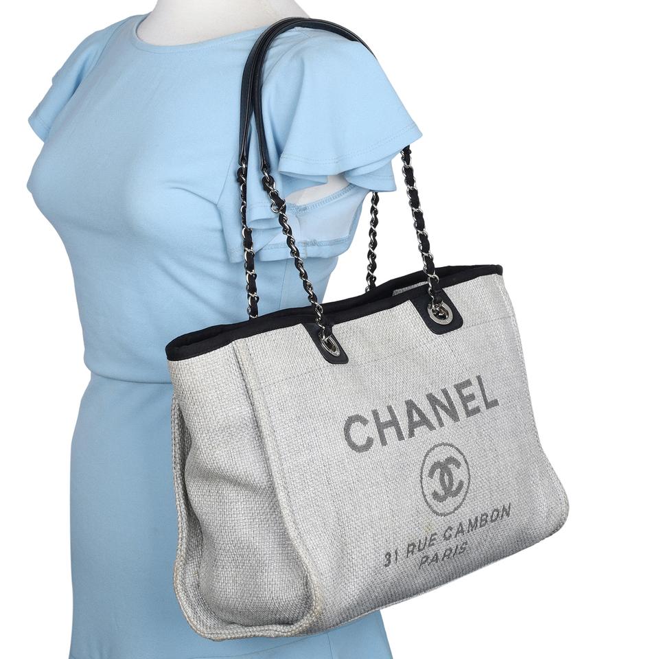 Canvas Deauville Shopping Tote  Used & Preloved Chanel Tote Bag