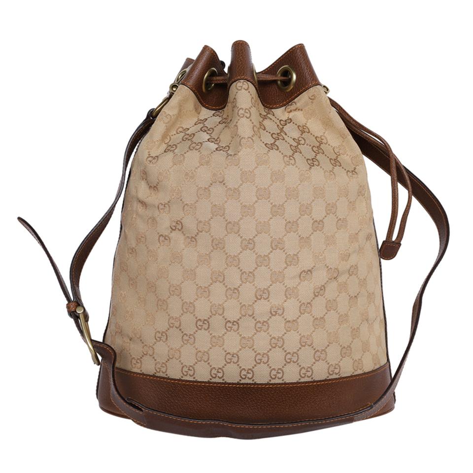 Gucci Original Gg Canvas Drawstring Backpack - Brown
