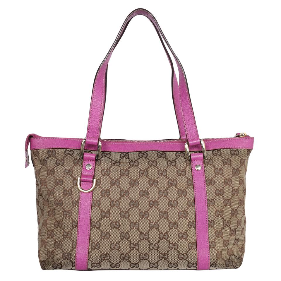 Gucci Brown GG Canvas Bamboo Ring Hobo Bag Beige Purple Leather