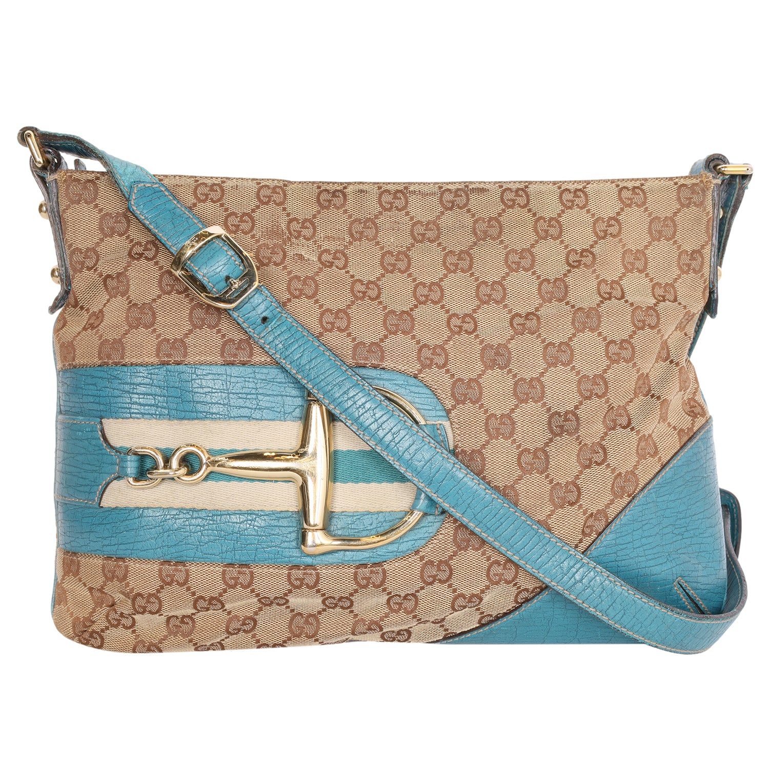 Pre-owned Gucci Fabric Shoulder Bag In Blue