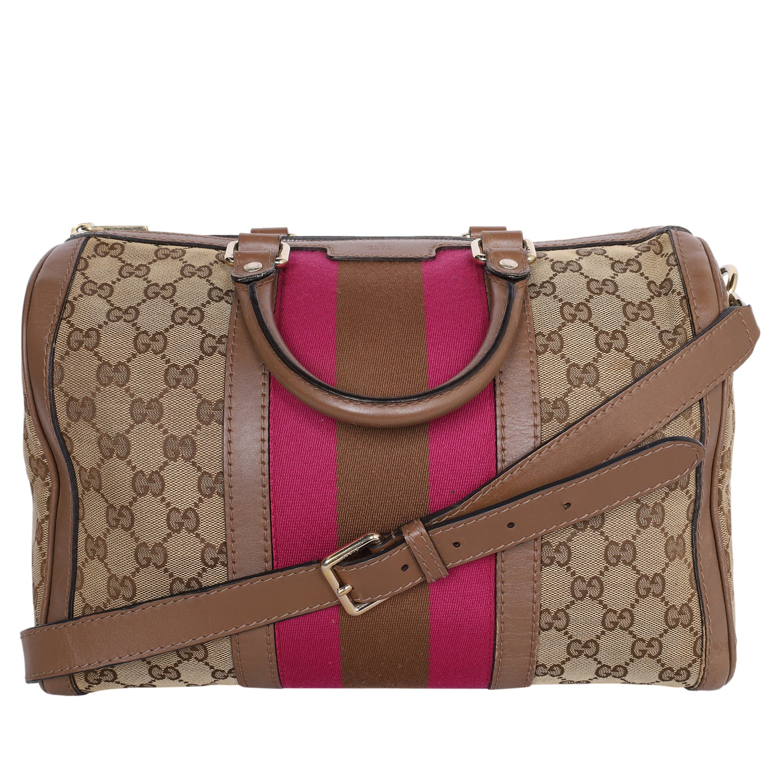 Gucci Boston Speedy Ophidia Satchel (Authentic Pre-Owned) Leather Brown