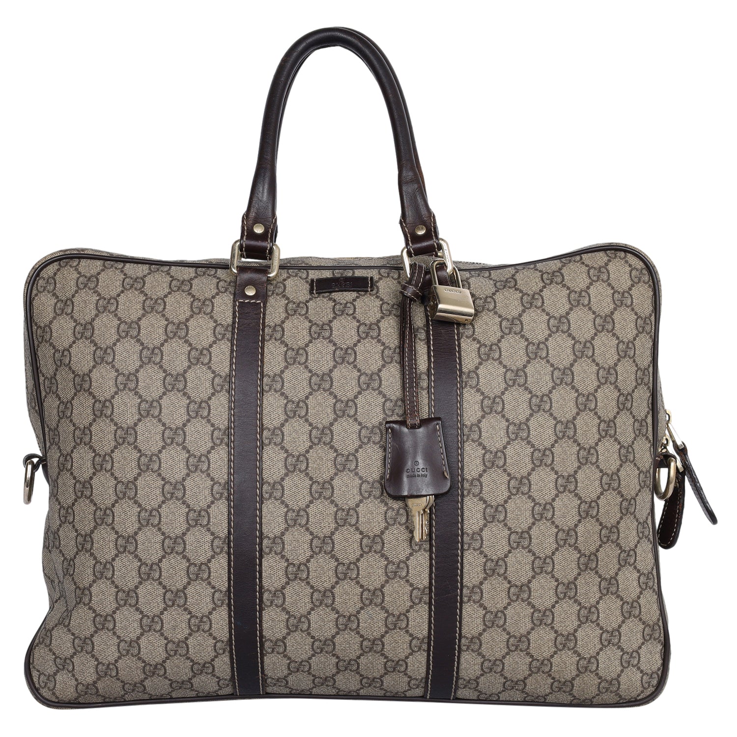 Gucci Top Handle Bag Backpack Logo Travel Monogram Beige Brown GG Canvas