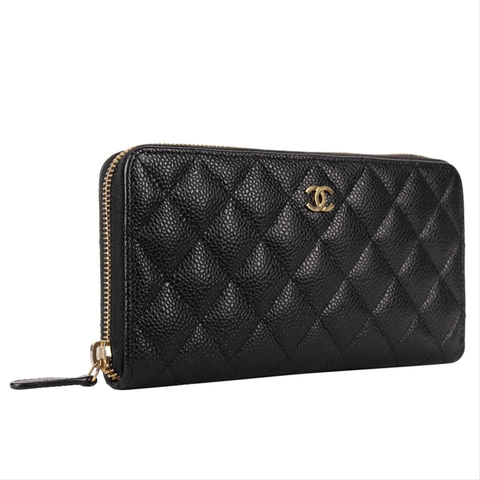 Chanel Mini Zip Wallet in Black Caviar and Goldhardware