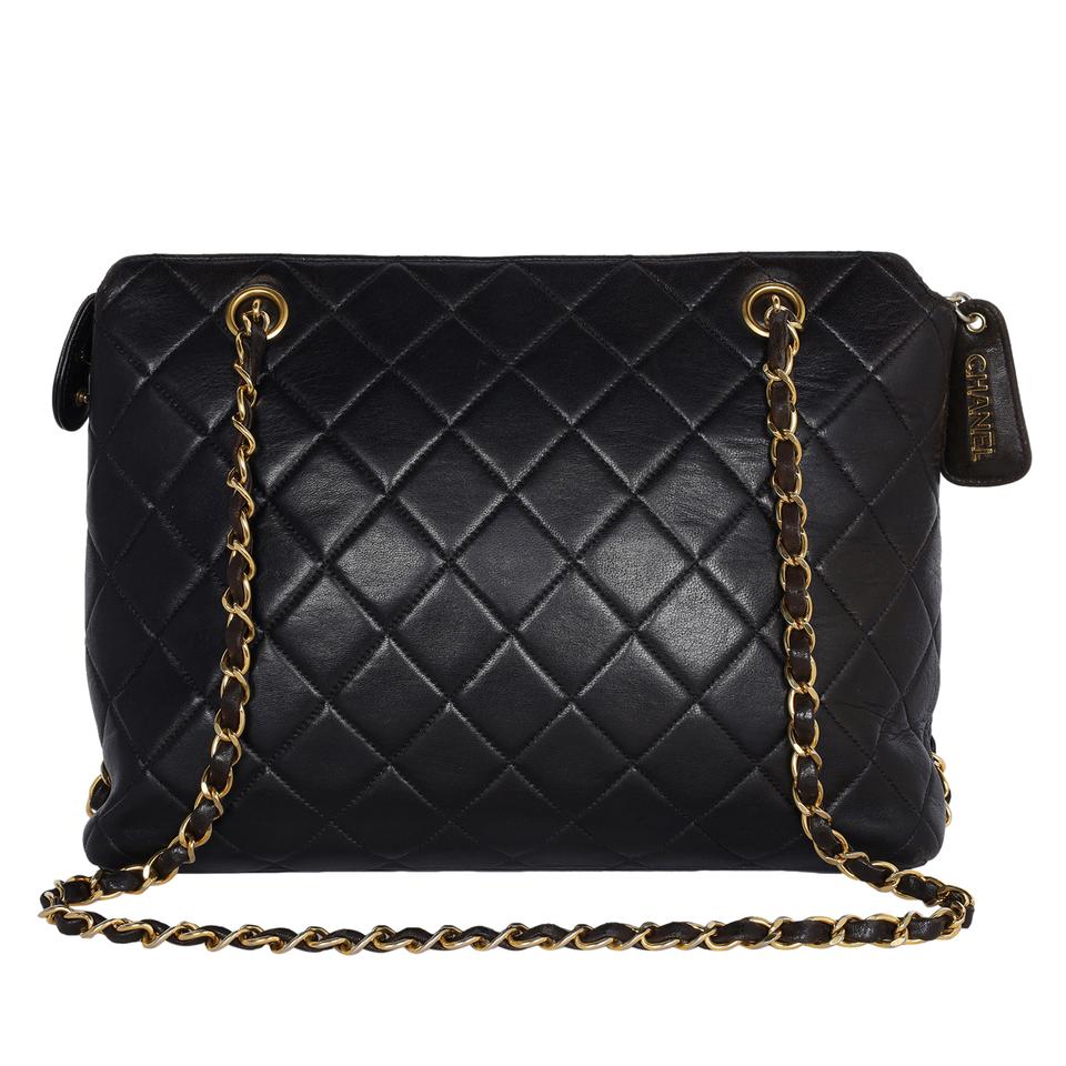 Chanel Coco Mark Lambskin matelasse Black Clutch Bag classic pouch W/box