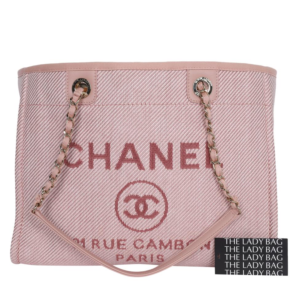 CHANEL Deauville Large Canvas Tote Bag Light Pink