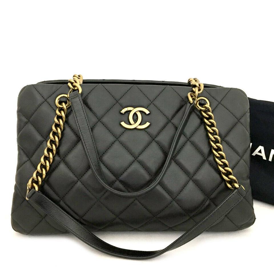 Chanel Shoulder Bag Black Leather sac class rabat