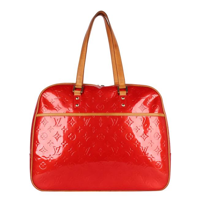 Patent leather satchel Louis Vuitton x Supreme Red in Patent