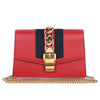 Calfskin Leather Super Mini Sylvie Chain Crossbody Bag Red