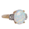 Opal Diamond Ring 10K Yellow Gold Size 8