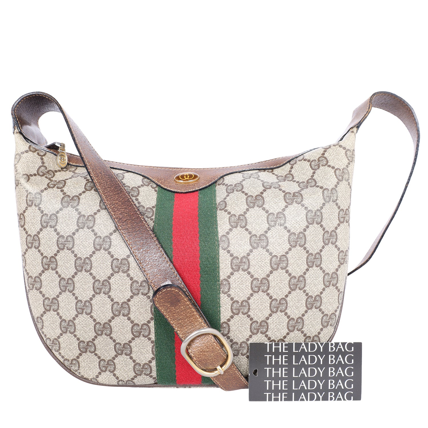 Gucci Pre Loved GG Canvas Web Sherry Line Ophidia Pouch