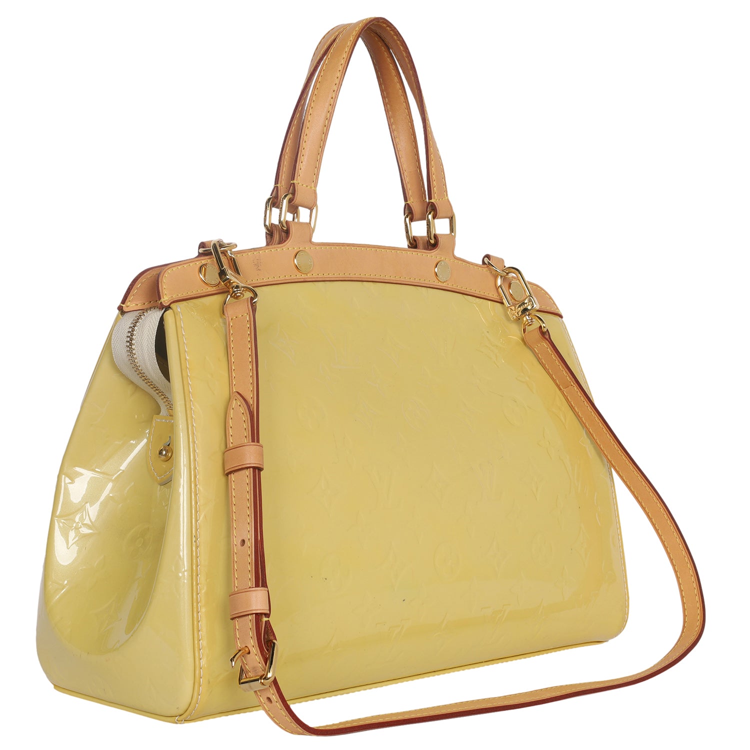 Louis Vuitton Yellow Monogram Vernis Leather Brea MM Bag.