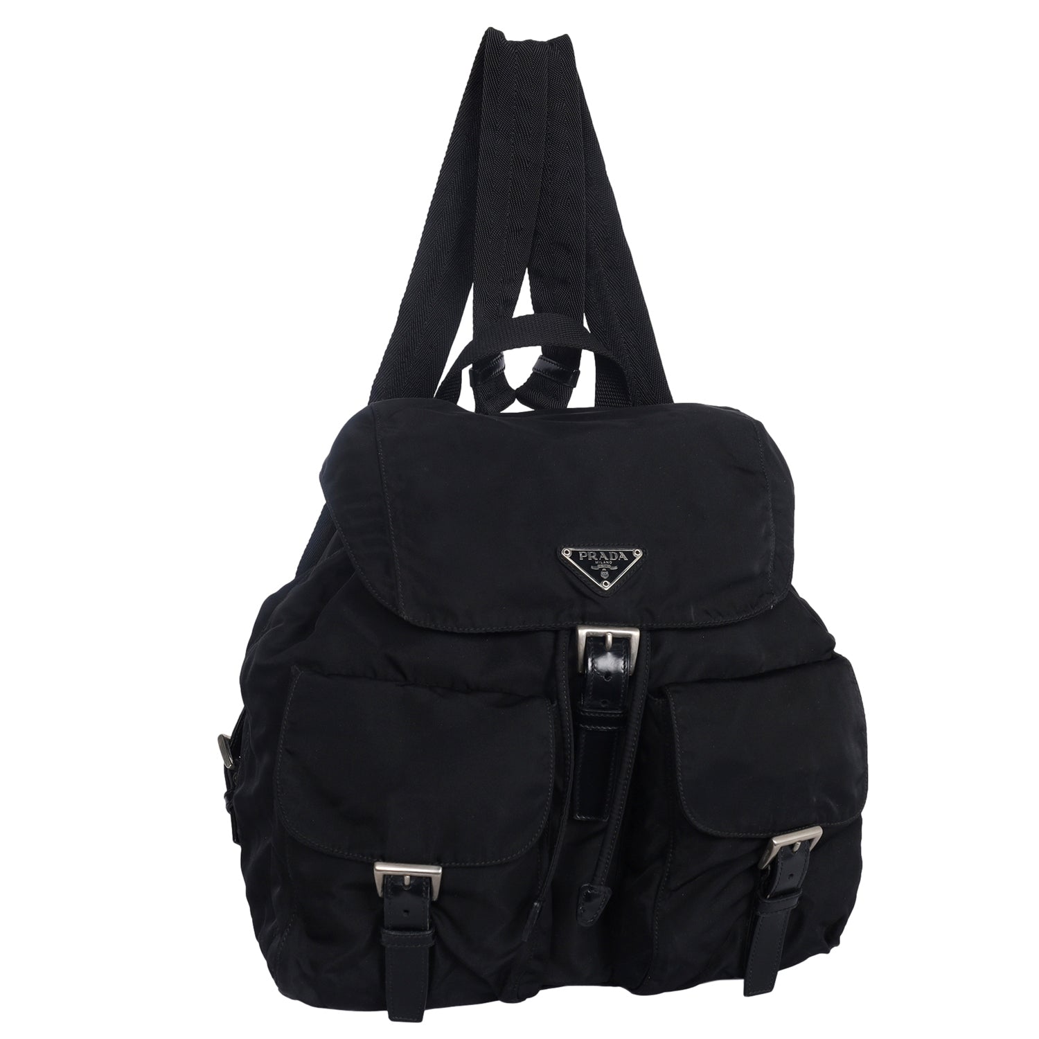 PRADA Triangle logo Crossbody Bag 2WAY Duffle Bag Nylon Black/SilverHardware
