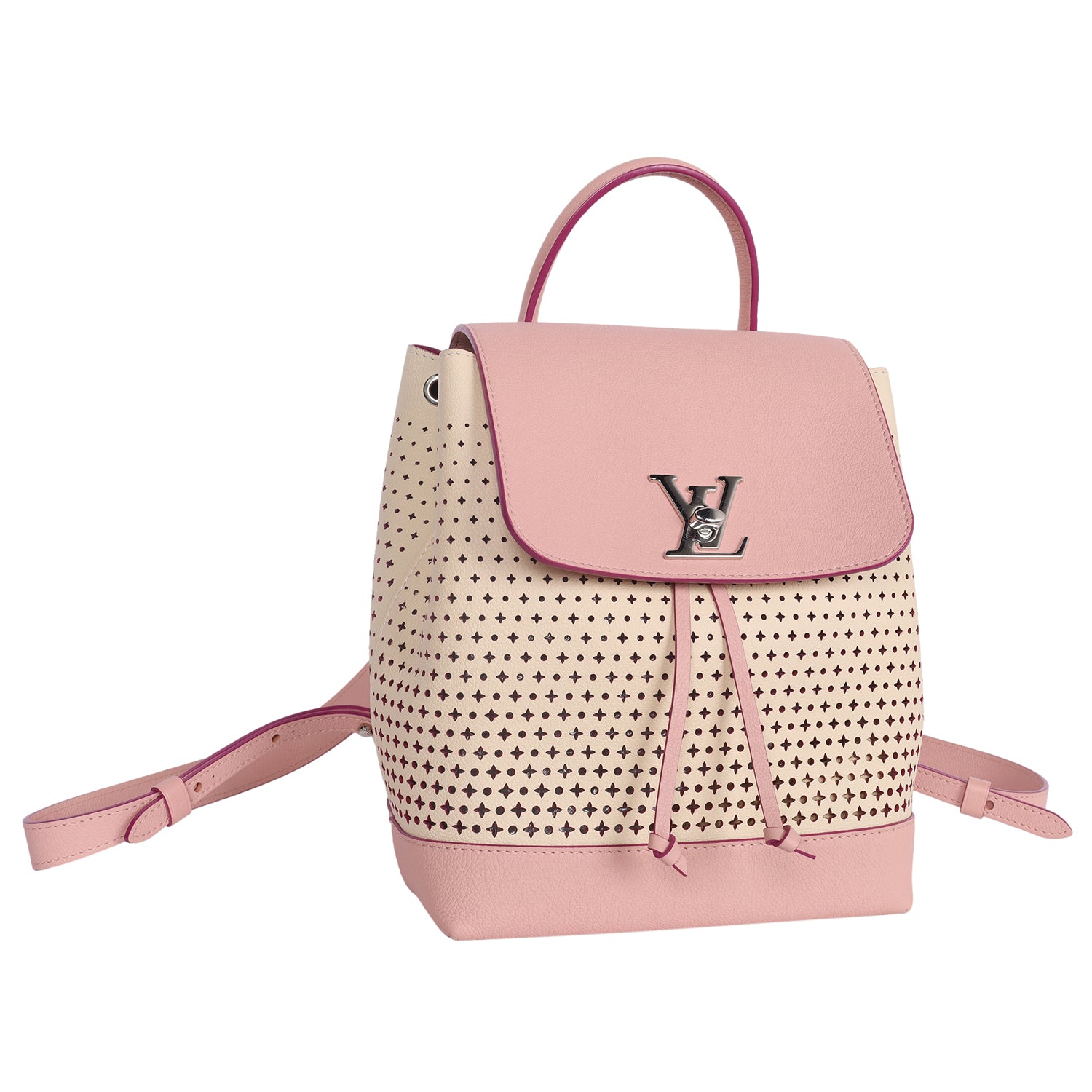 LOUIS VUITTON LV Logo Lockme Mini Backpack Bag Calf Leather Pink