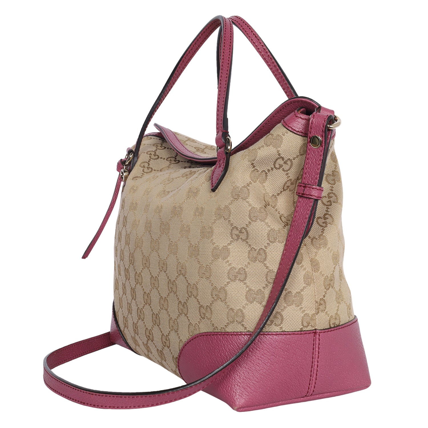 Gucci Brown GG Canvas & Pink Leather Small Bree Tote