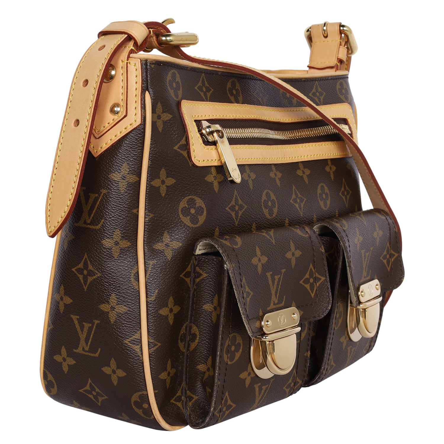 Louis Vuitton M40027 Hudson PM Brown Monogram Coated Canvas Shoulder Bag