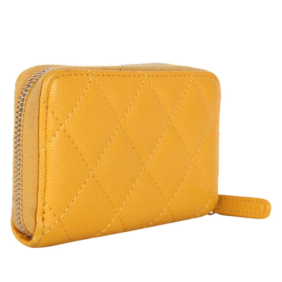 Chanel - Yellow Lambskin Zip Around Wallet