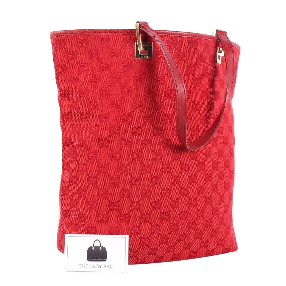 Gucci Gg Canvas Red Canvas Handbag (Pre-Owned)