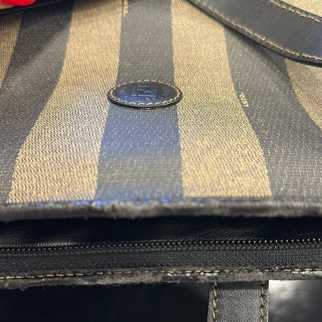 Fendi Speedy Bag Tote Pequin Stripe Canvas with Leather Trim Vintage 80s at  1stDibs
