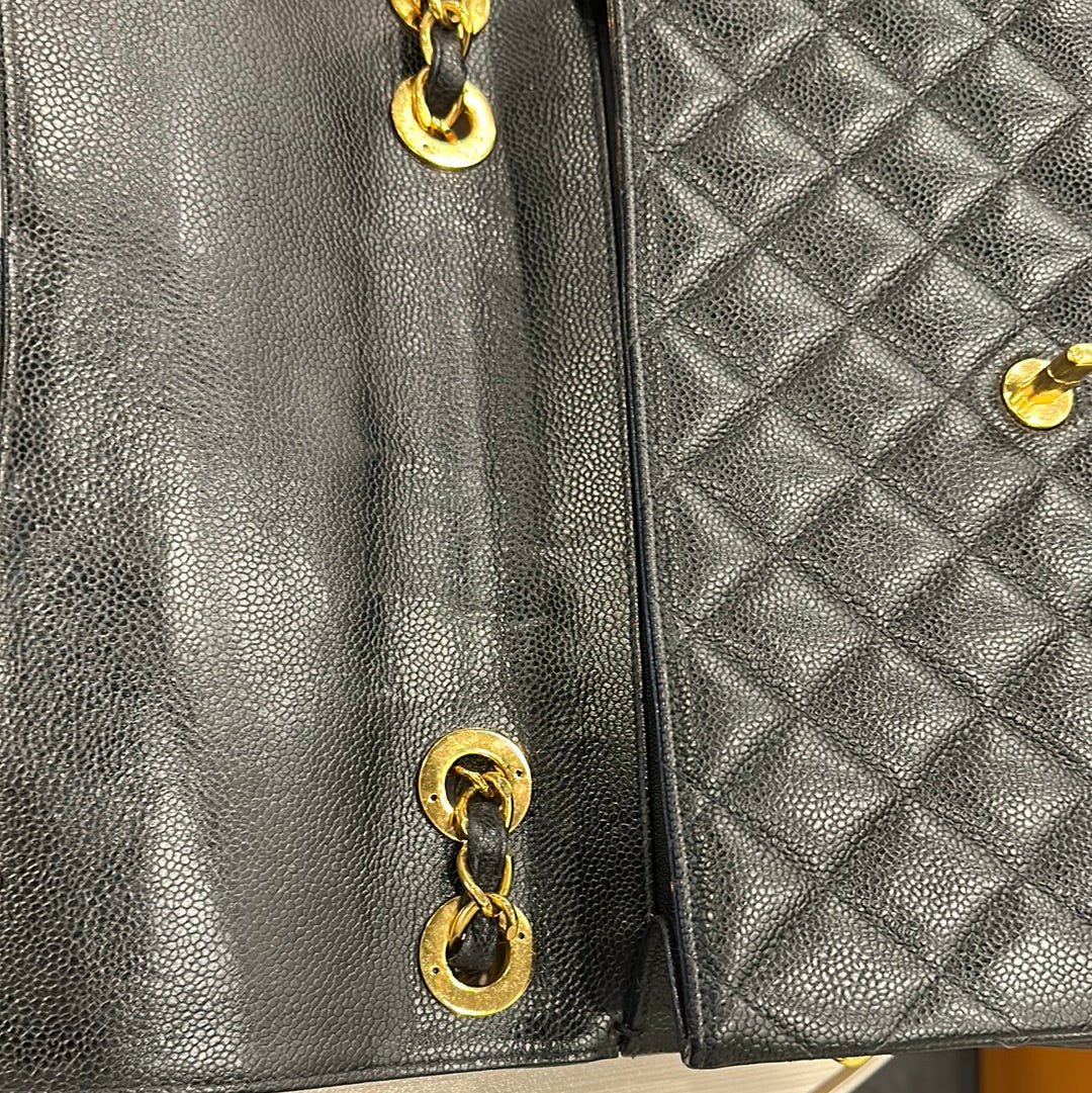 CHANEL, Bags, Authentic Chanel Cc Matelasse Large 5 Duffle Bag Caviar  Leather Blackgoldhardw