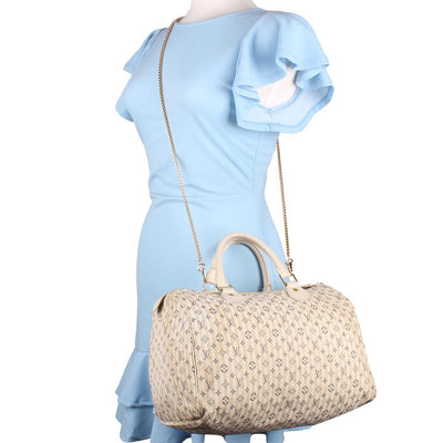 Louis Vuitton Beige/Blue Monogram Mini Lin Croisette Speedy 30 Bag Louis  Vuitton