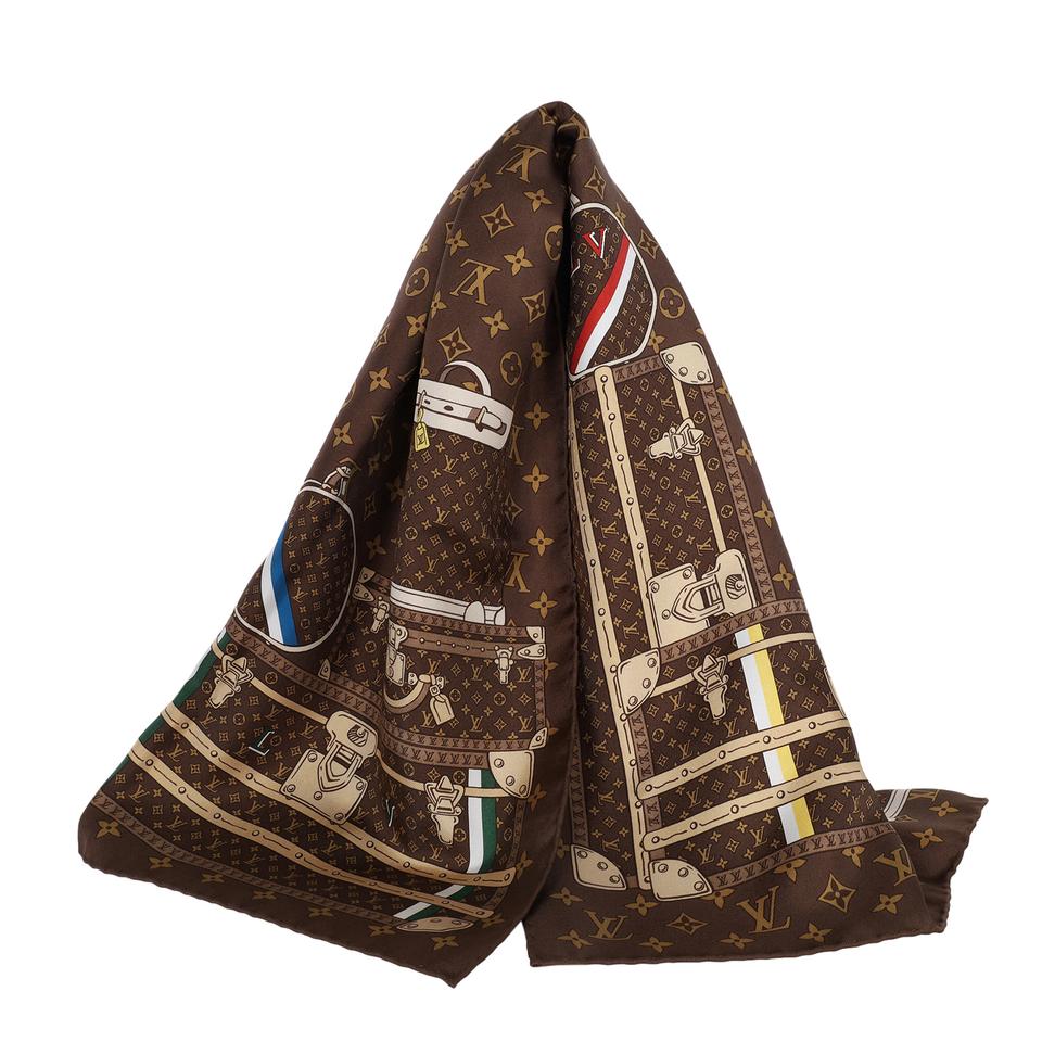 Louis Vuitton Multicolor Brown Silk Shawl Wrap
