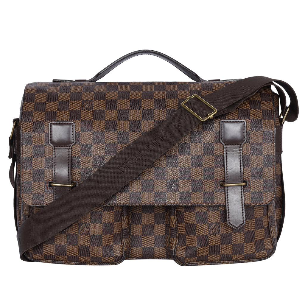 Louis Vuitton Damier Ebene Canvas Leather Broadway Messenger Bag For Sale  at 1stDibs
