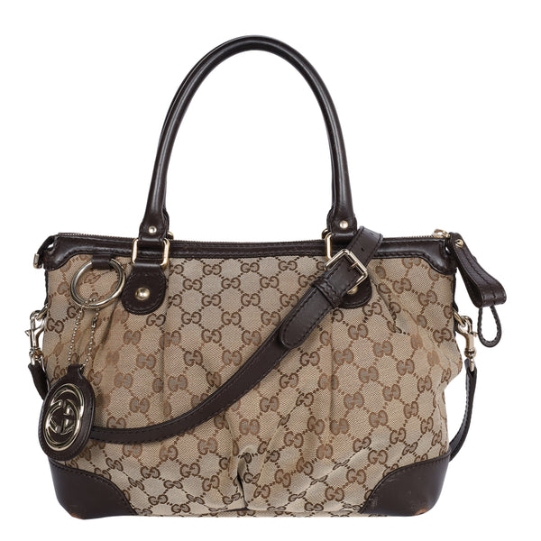 Pre-owned Gucci Sukey Handbag In Beige