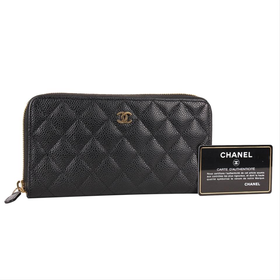 Black Leather Quilted Zippy Wallet (Authentic Pre-Owned)