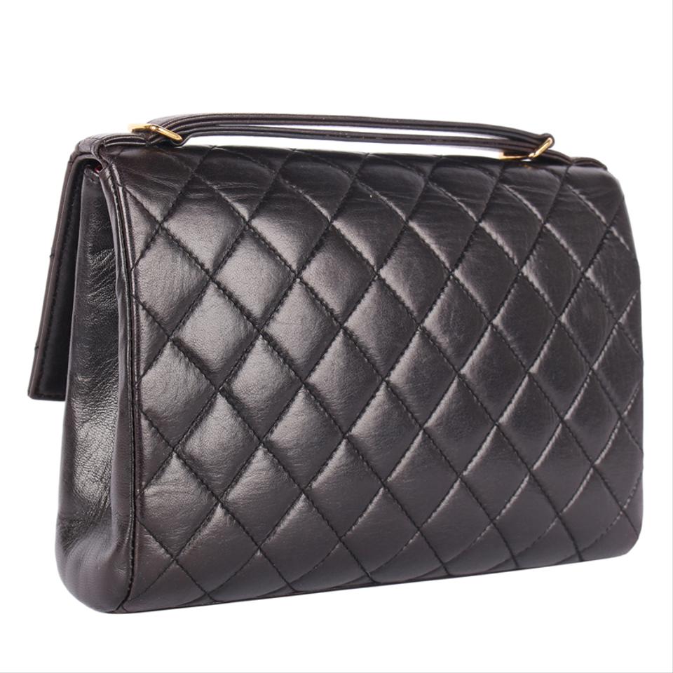 Quilted Lambskin Leather Top Handle Satchel