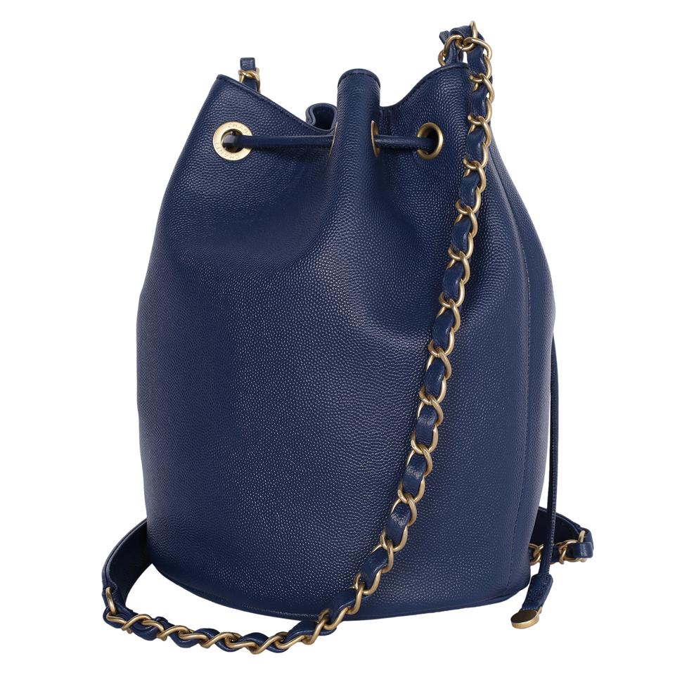 Yaya Leather Bucket Bag - Navy Blue - Marmalade