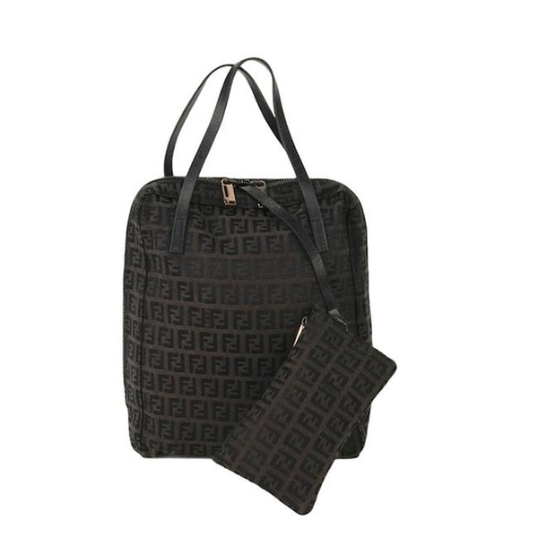 Fendi Nylon Tote Bag in Black / Brown