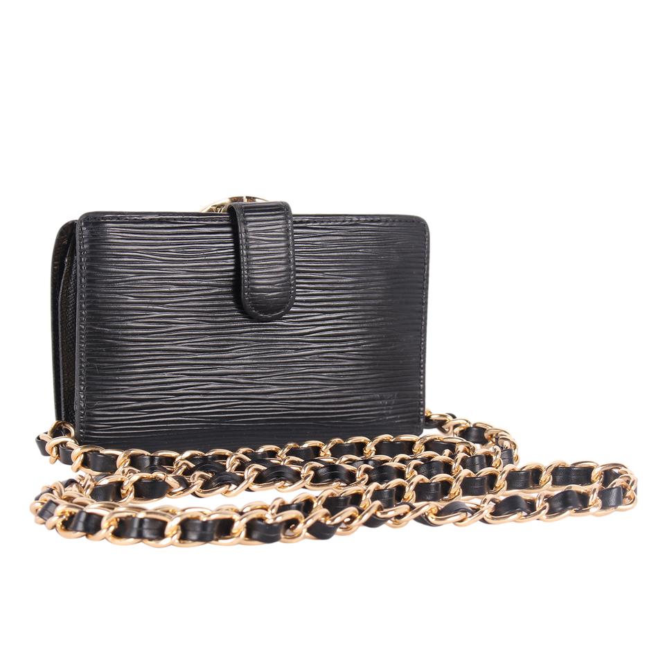 Louis Vuitton Epi Leather Black Etui Papiers Wallet on Chain Cute