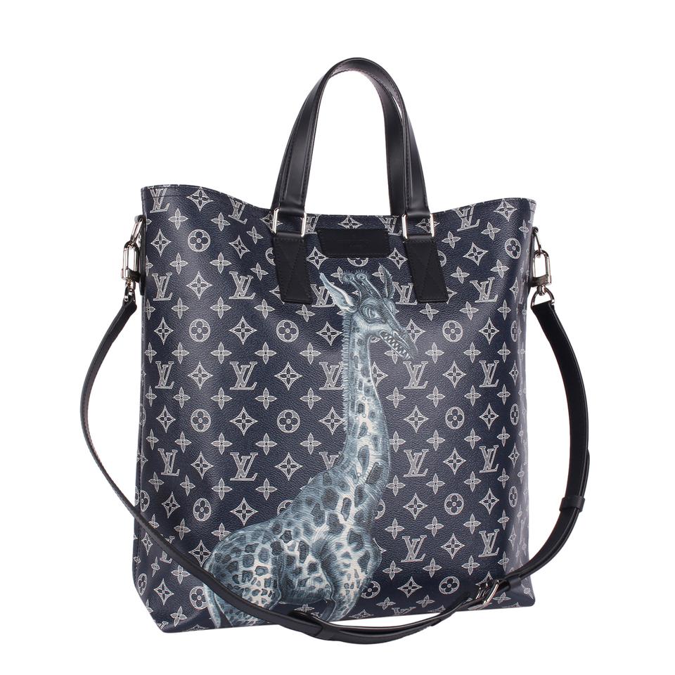 Louis Vuitton Edition Limitée Chapman Brothers shopping bag in dark blue  and grey monogram canvas