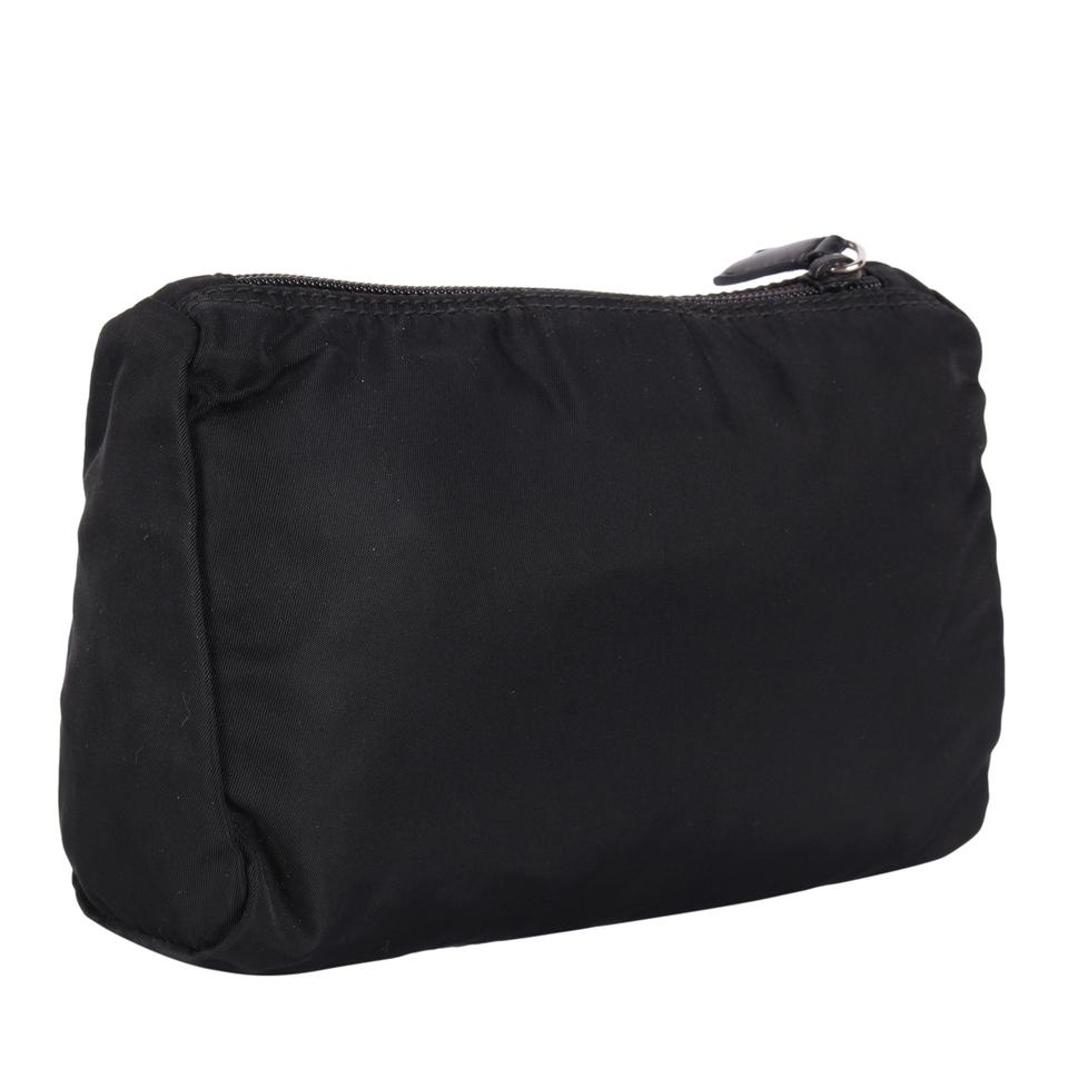 Genuine Prada Nylon Pouch Makeup Cosmetic Case Clutch Bag Travel Black  Women'S