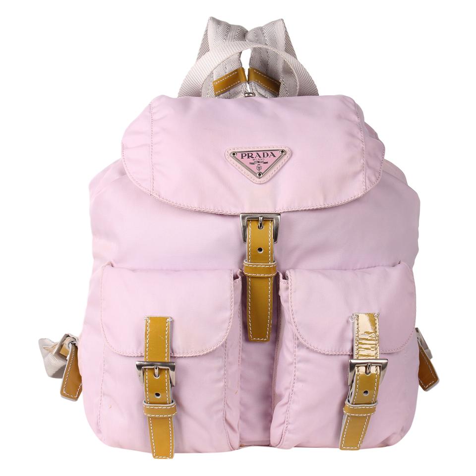 PRADA neon pink Tessuto nylon triangle logo small sling backpack